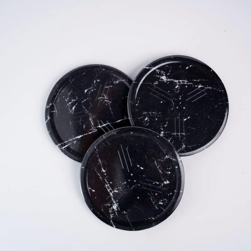 Black Marble Melamine Coaster Set - Eight Piece Set - 4
