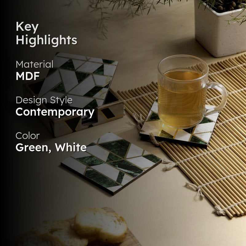 Green Block Coaster With Stand - Five Piece Set media 2