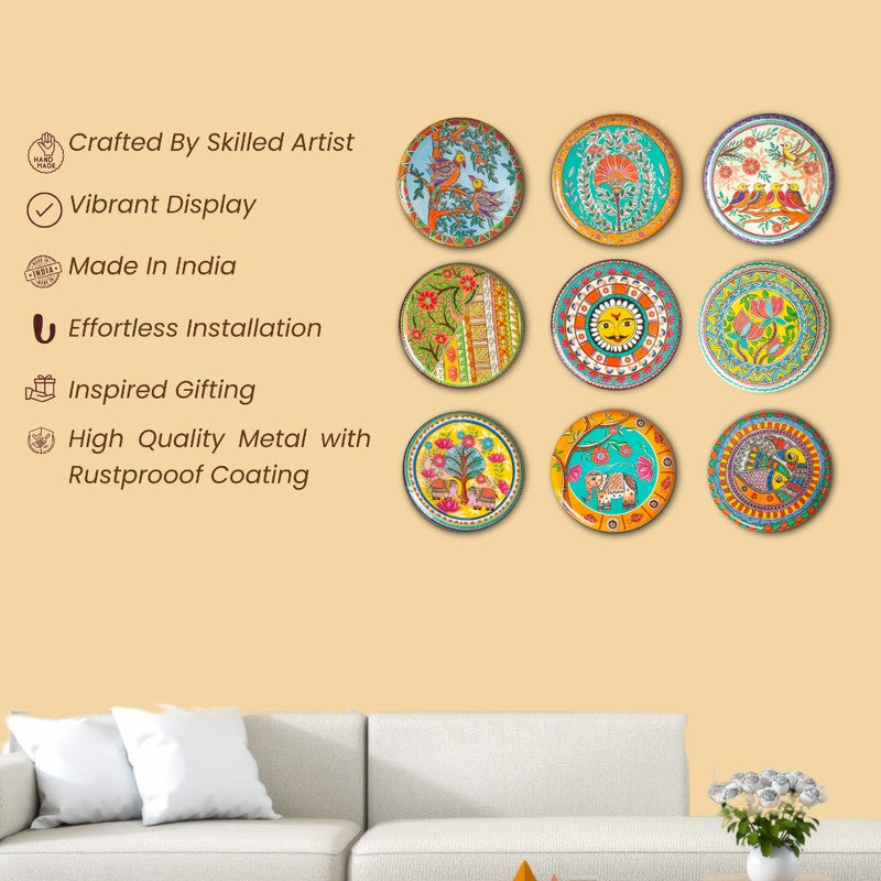 Madhubani Garden Wall Plate - Set Of Nine media 3