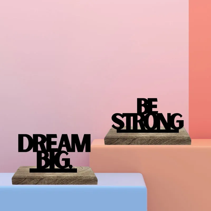 Big Dreams Strong Spirit Typography Showpiece - Set Of Two media 1