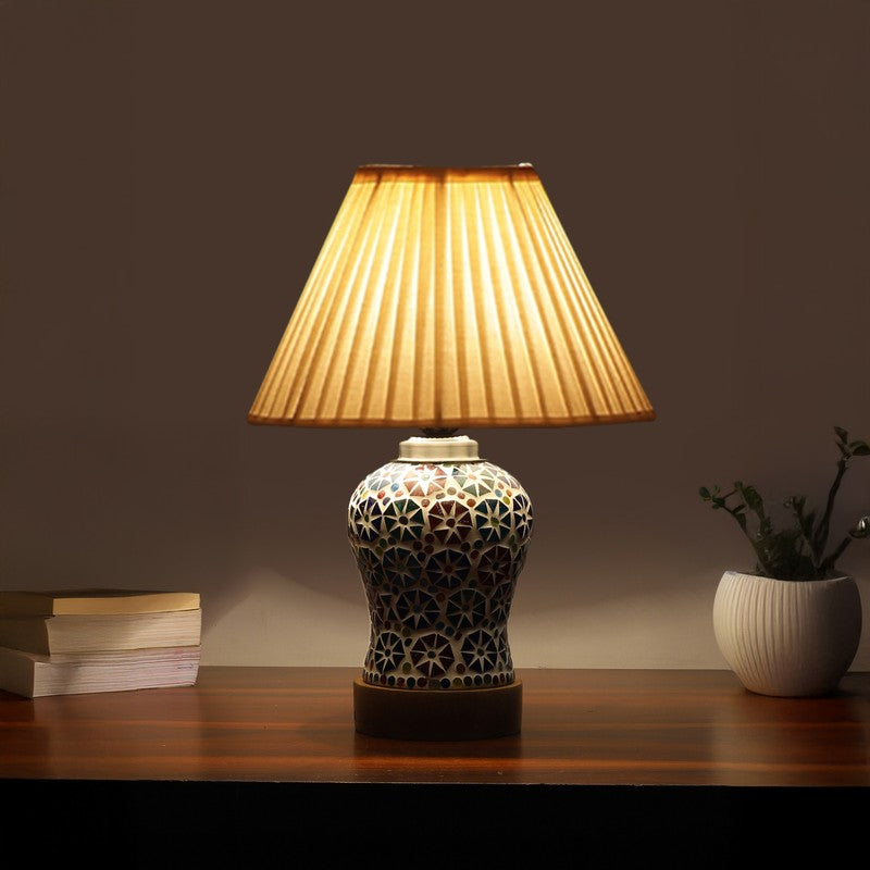 Astrona Pleatra Wooden Table Lamp - Multicolor