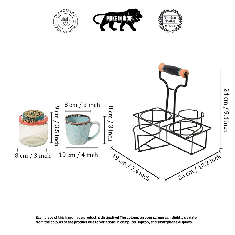 Virasat Ceramic Jar Set With Metal Tray - Five Piece Set media 6