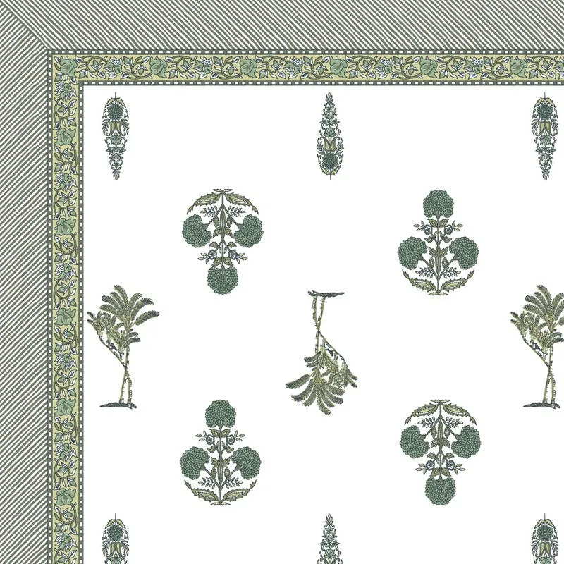 Ethnic Aura Cotton Bedsheet (Green,White) - 120 TC media 5