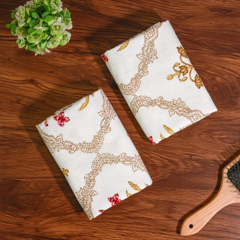 Costal Leaf Cotton Hand Towel - Sky Yellow media 5