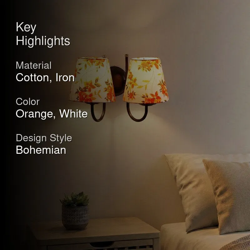 OrbitShade Orange Blossom Cotton Wall Lamp - Orange,White - 2