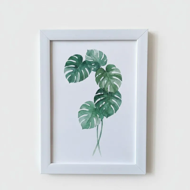 Minimalist Green Botanical Wall Painting With White Frame - Set Of Three media 4