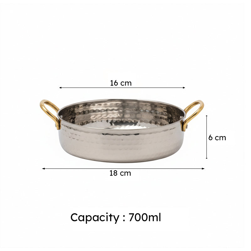 Vintage Allure Hammered Oval Kadhai Serving Pot - 700 ML image 6
