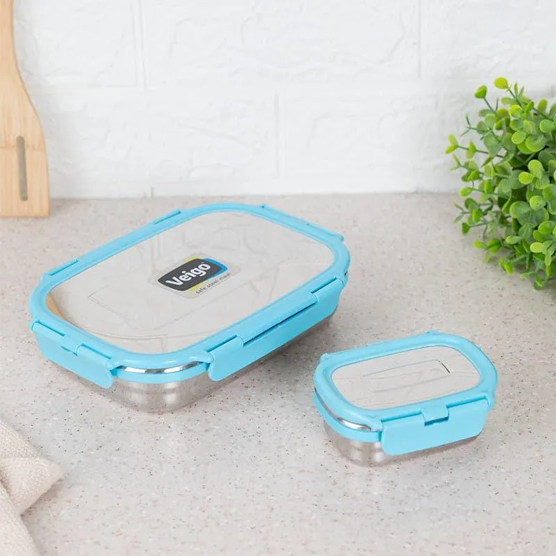 Vidora Aqua Stainless Steel Lunch Box (775/150 mL) - Two Piece Set media 4