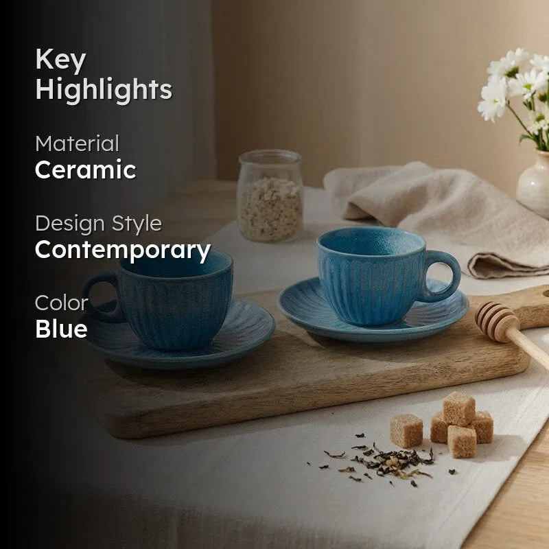 Siplet Cup & Saucer (Sky Blue,150 mL) -Set of Two media 2