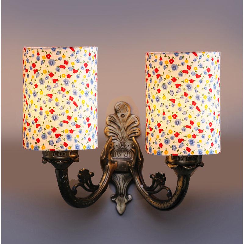 Vintage Color Splash Cylindrical Duo Fabric & Metal Wall Lamp