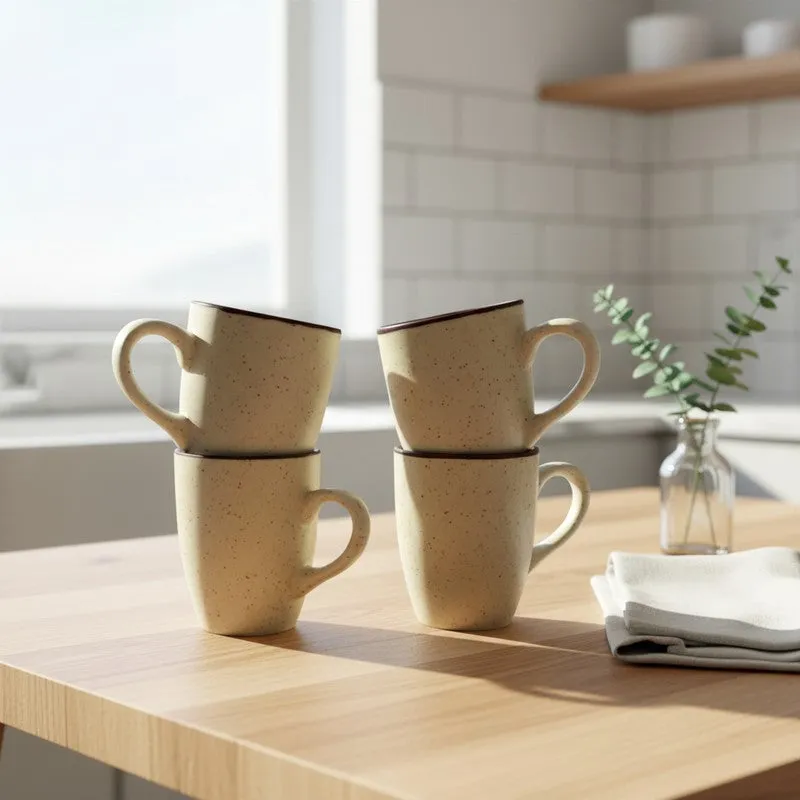 Ceramic Ceramic Coffee Mug (300 mL Each,Beige) - Set Of Four media 3