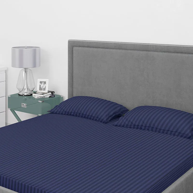 Chic Lines Geometric Cotton Bedsheet (Navy) - 210 TC media 7