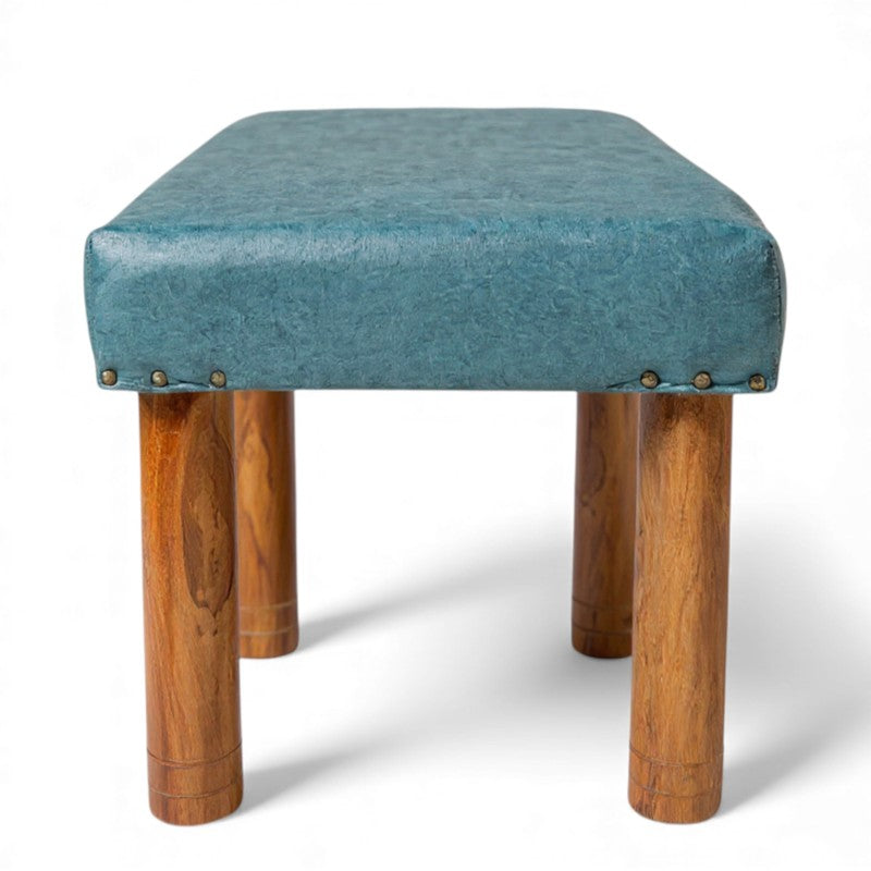 Breno Sheesham Wooden Bench - Blue media 4