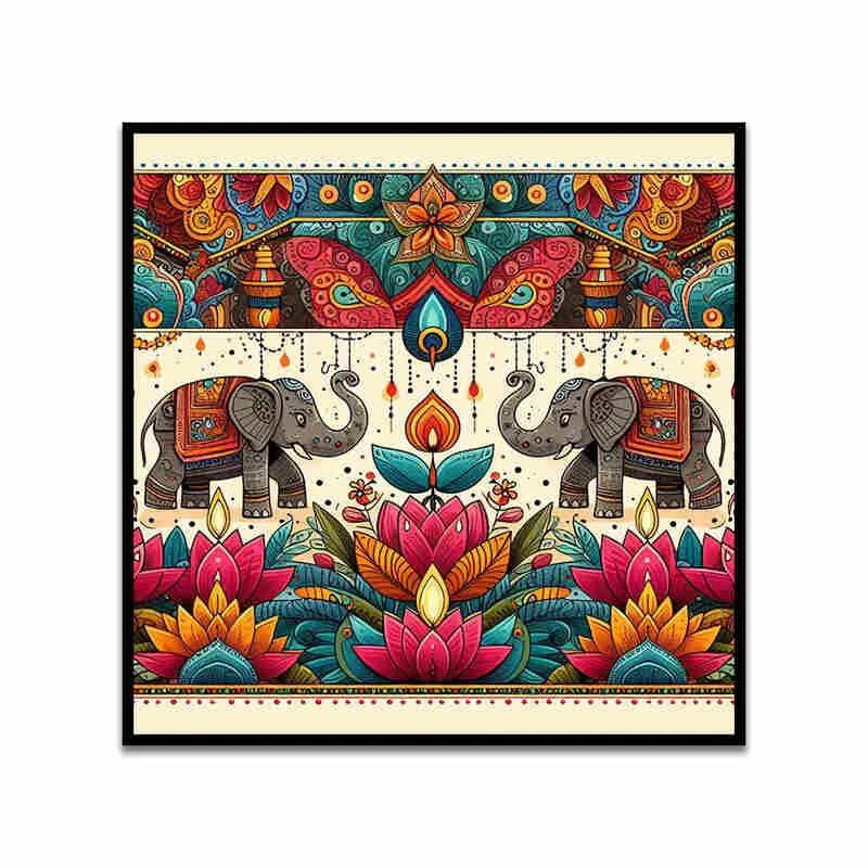 Haathi Duality Canvas Wall Art With Frame media 4