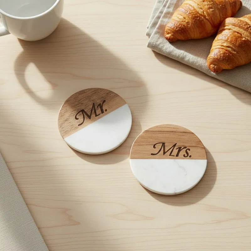 Mocha Marble Engraved Marble Coasters - Set Of Two media 4