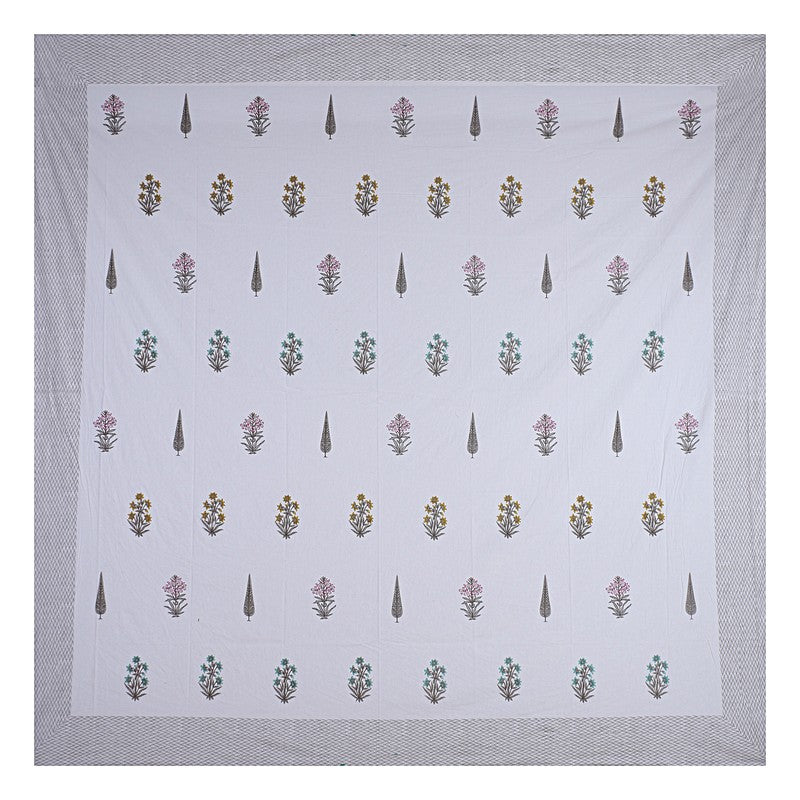 WhiteBloom Handblock Printed Cotton Bedsheet (Pink) - 400 TC media 7