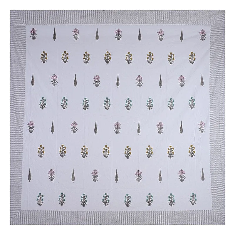 WhiteBloom Handblock Printed Cotton Bedsheet (Pink) - 400 TC media 7