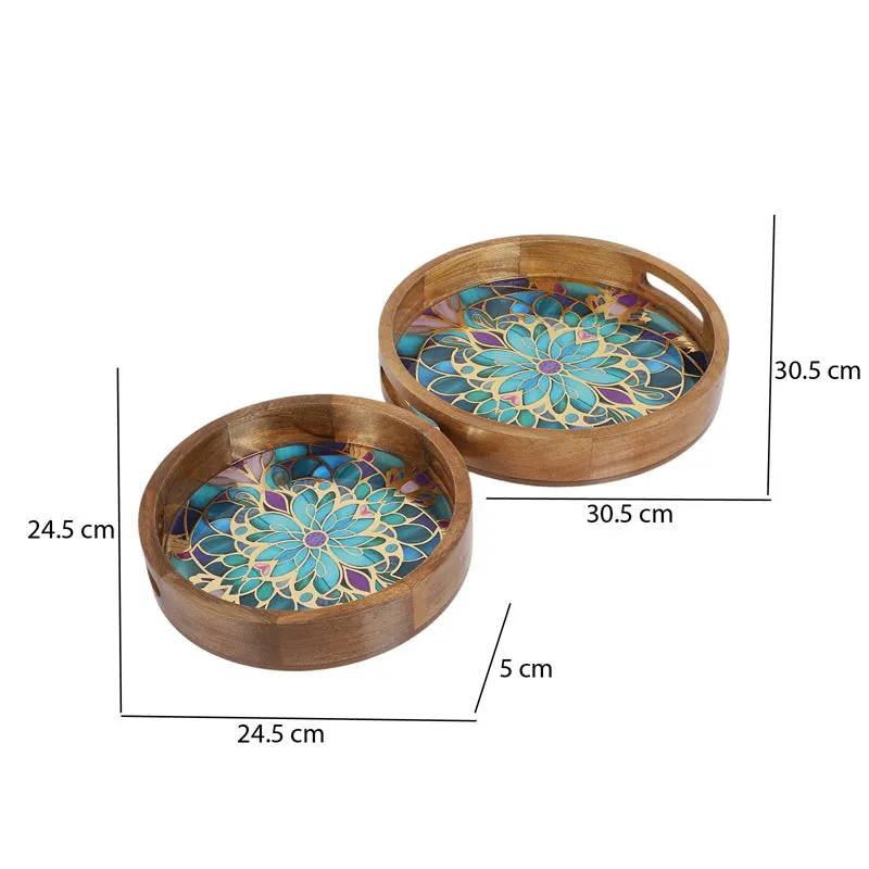 Floral Feast Round Wooden Serving Tray - Set of Two media 7