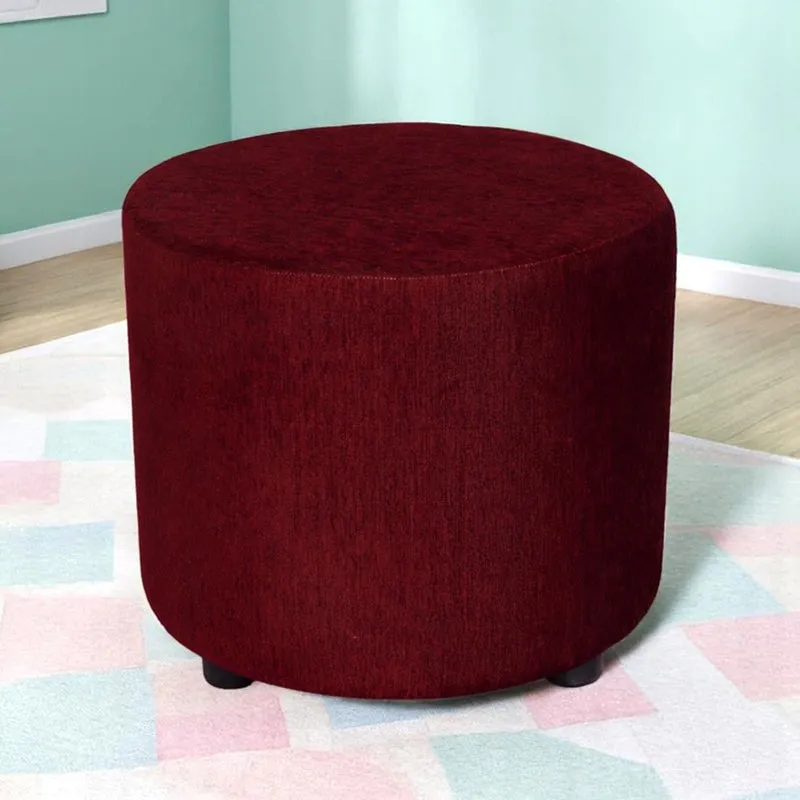Mrixon Pine Wood Pouffe - Maroon media 1