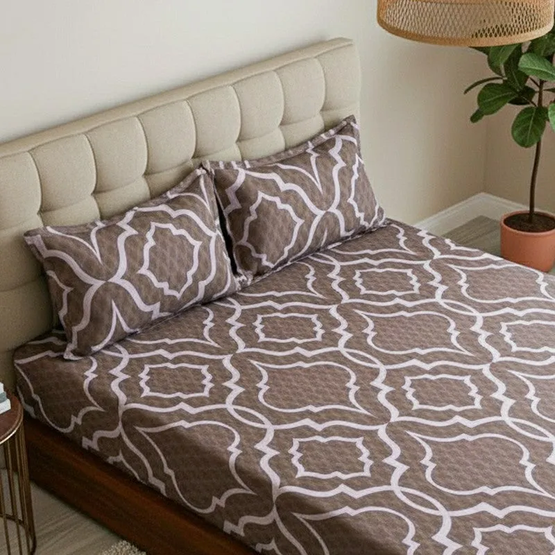 Medina Maze Ethnic Cotton Bedsheet (Grey) - 200 TC media 3