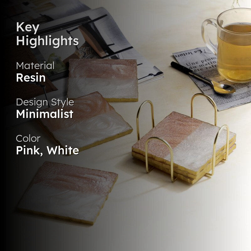 Nuxa Resin Coaster With Stand (Multicolor) - Seven Piece Set media 2