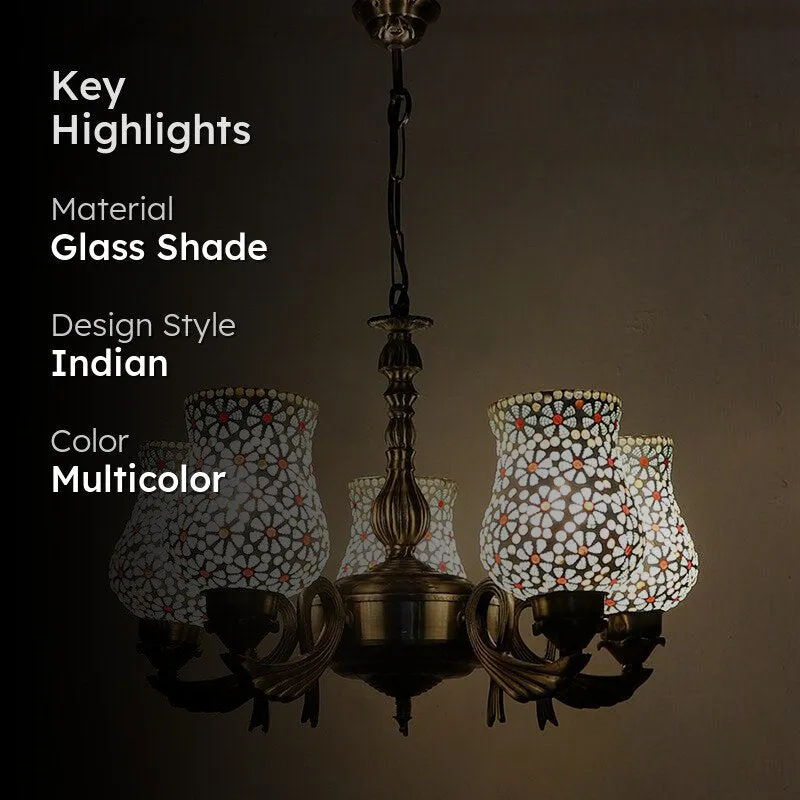 Dinara Vistara Mosaic Golden Antique Ceiling Lamp media 2