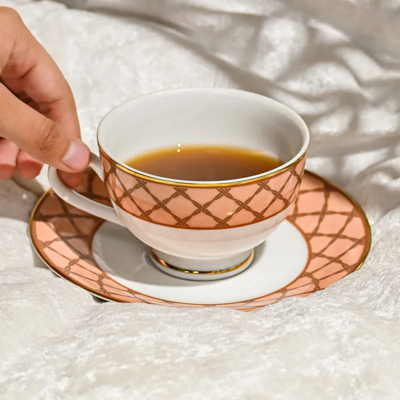 Angel Rope 24k Gold Brushed Porcelain Tea Cup & Saucer (280 mL) - Set of Six media 3