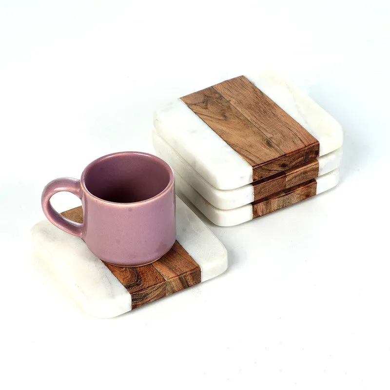 Aelric Boho Marble & Acacia Wood Coaster - Set Of Four media 5