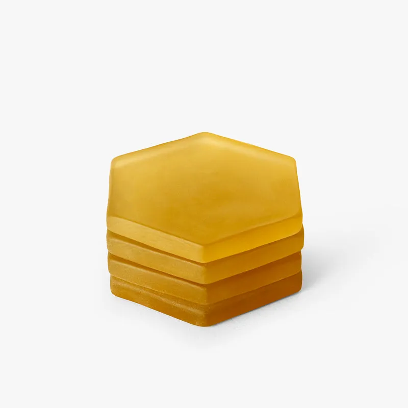 Glossy Hexa Glass Coaster (Yellow) - Set Of Four media 3