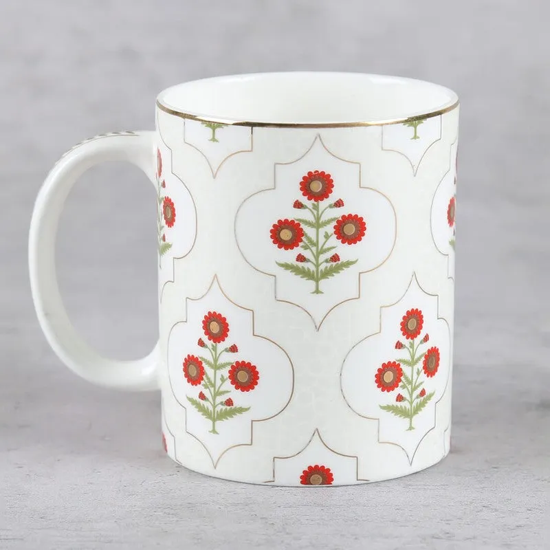 India Circus Grey Poppy Flower Mug (360 mL Each) - Set Of Two media 3