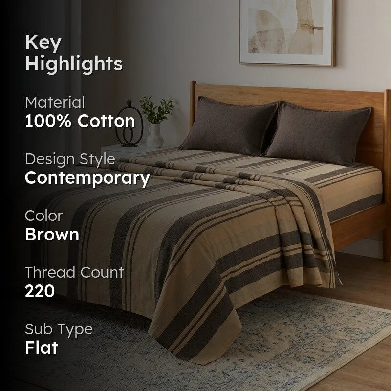 Parallel Peace Cotton Bedsheet (Coffee) - 220 TC media 2