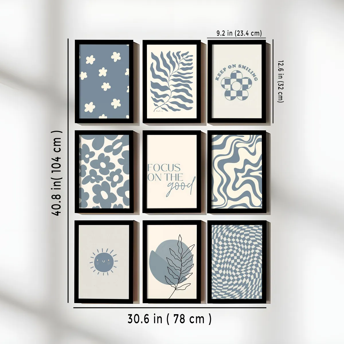 Linea Contemporary Blue Abstract Wall Art - Set Of Nine media 3