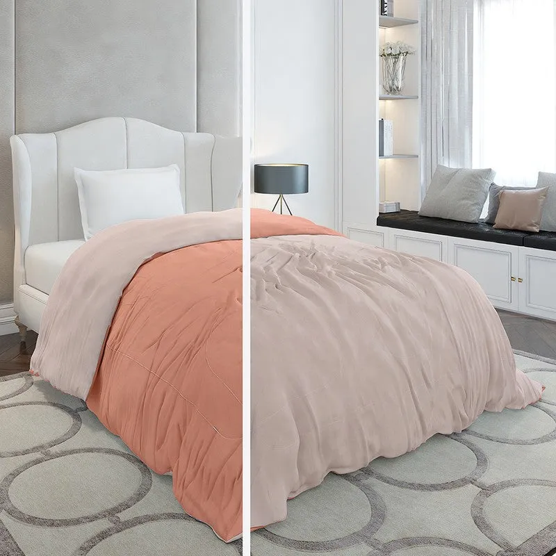 Monte Carlo Softelle Solid Polyester Reversible Comforter (Orange & Peach) - 110 GSM media 3