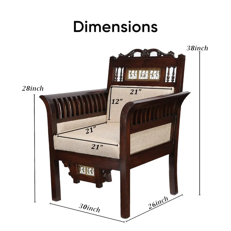 Maharaja Teak Wood Accent Chair - Ivory media 11