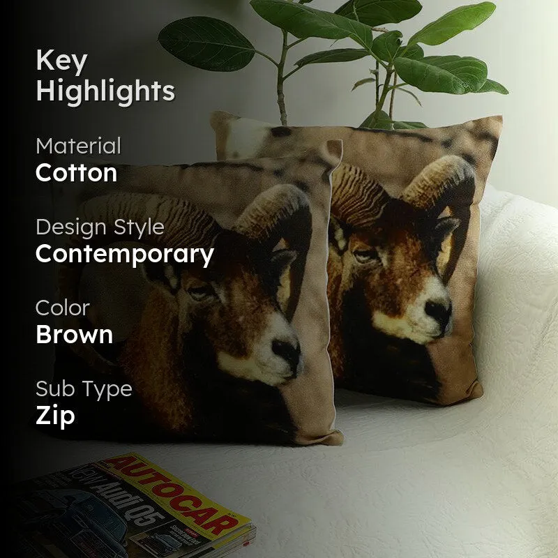 Danu Cotton Cushion Cover (Brown) - Set Of Two media 2