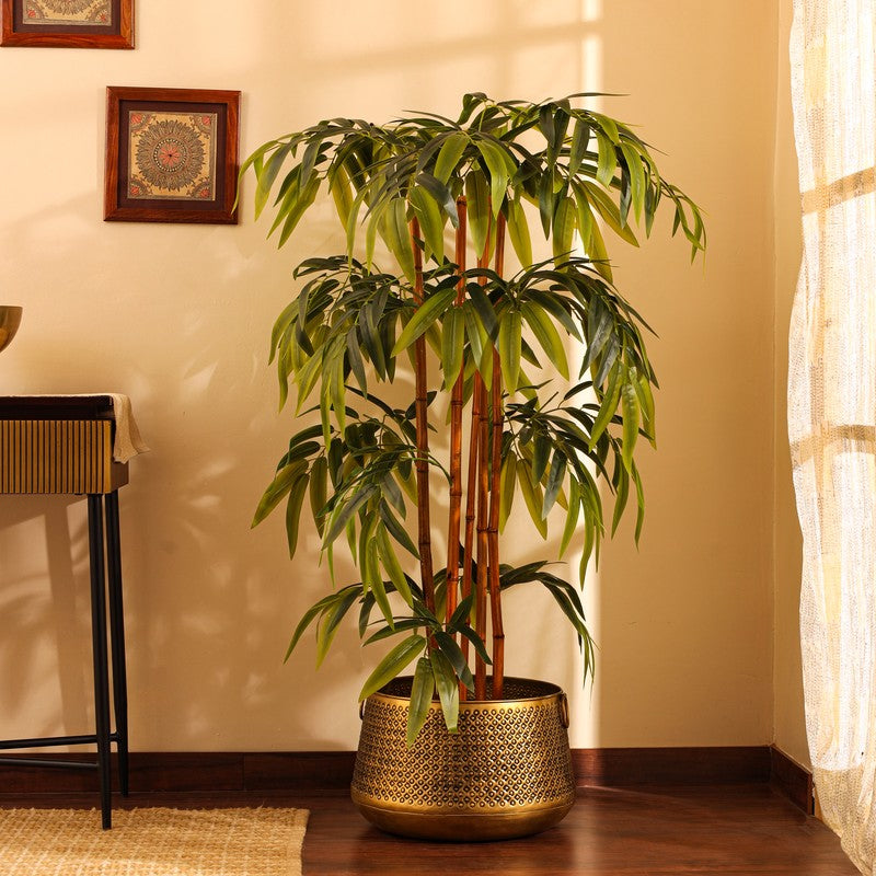 Artificial Bamboo Plant With Black Plastic Pot - 5 ft