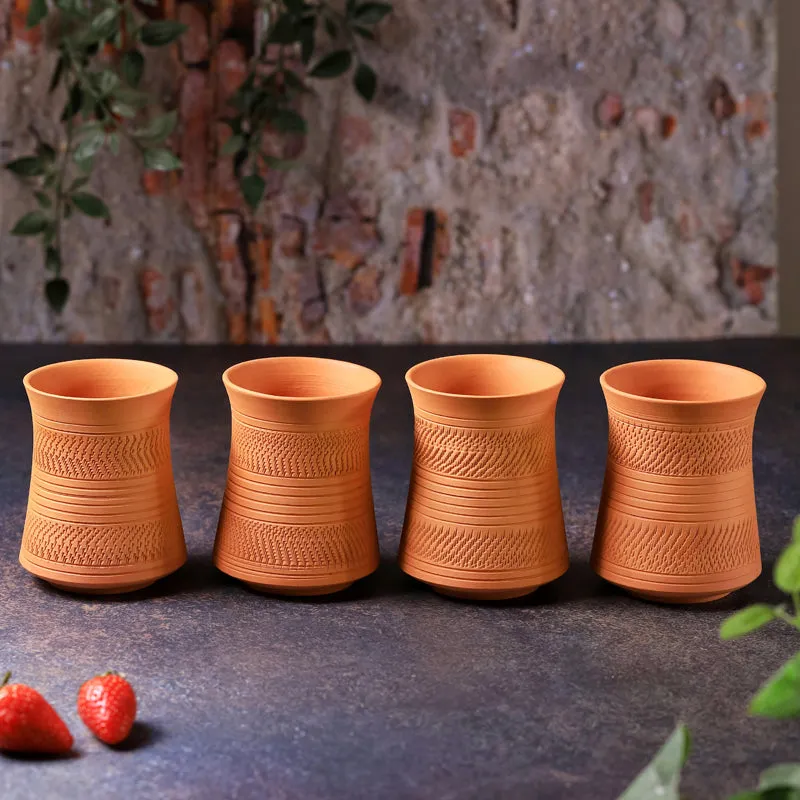 Mitti Curve Terracotta Glass (350 mL) - Set Of Four media 3