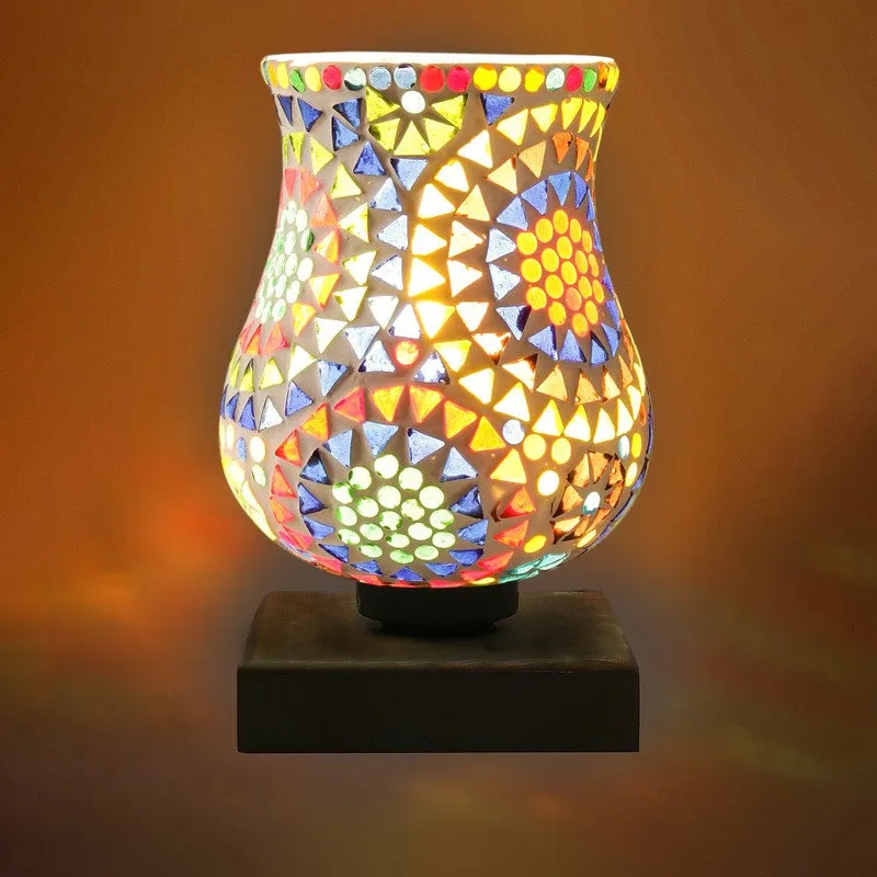 Prismique Mosaic Glass Table Lamp With Wooden Base - Multicolor media 7