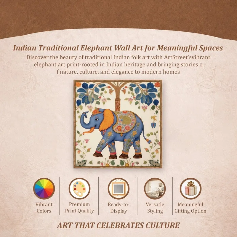 Indian Regal Tusker Canvas Wall Art With Frame media 5