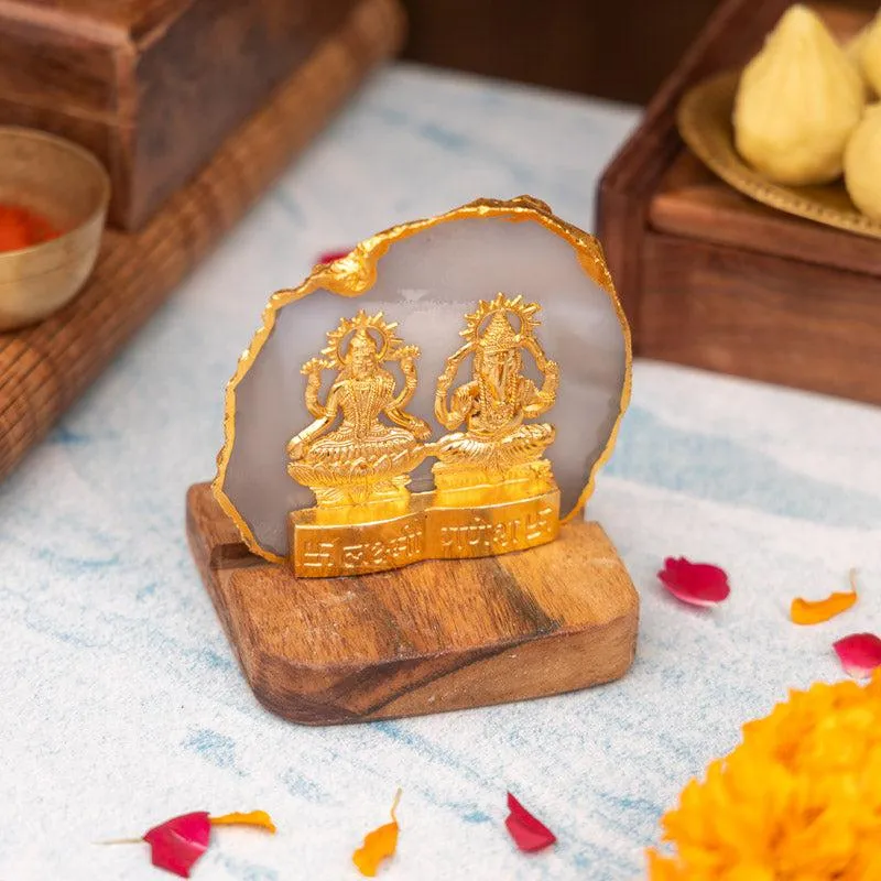 Divine Laxmi Ganesha Agate Festive Gift Box - White media 1