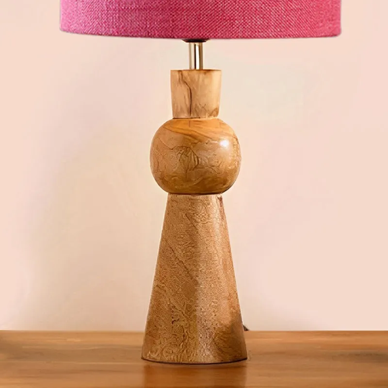 Angler Jute Wooden Table Lamp - Pink,Brown media 3