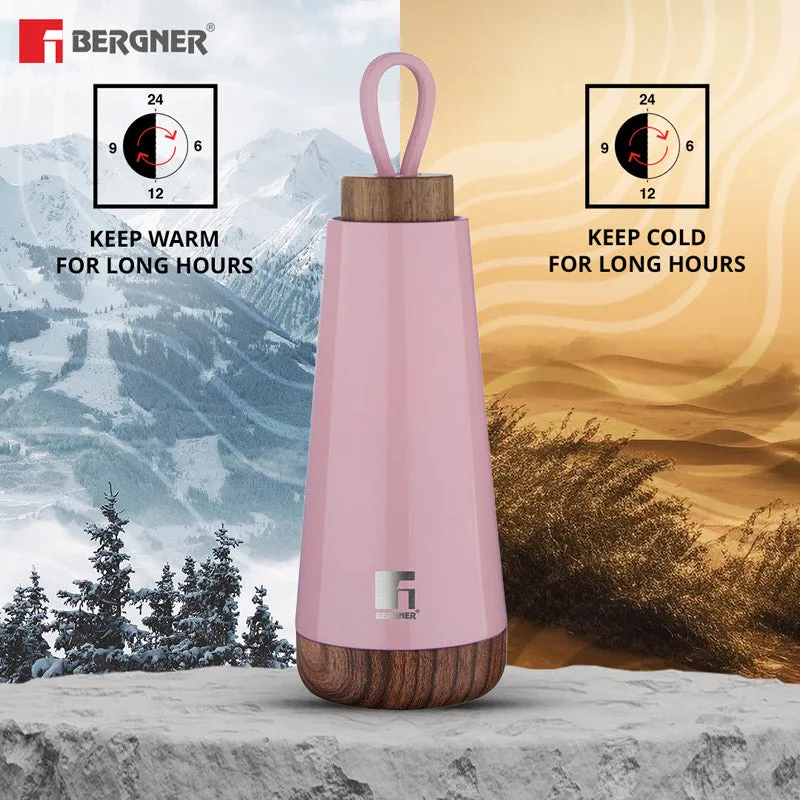 Bergner Walking Fairy Fountain Thermosteel Hot And Cold Flask (Pink) - 370 mL media 1