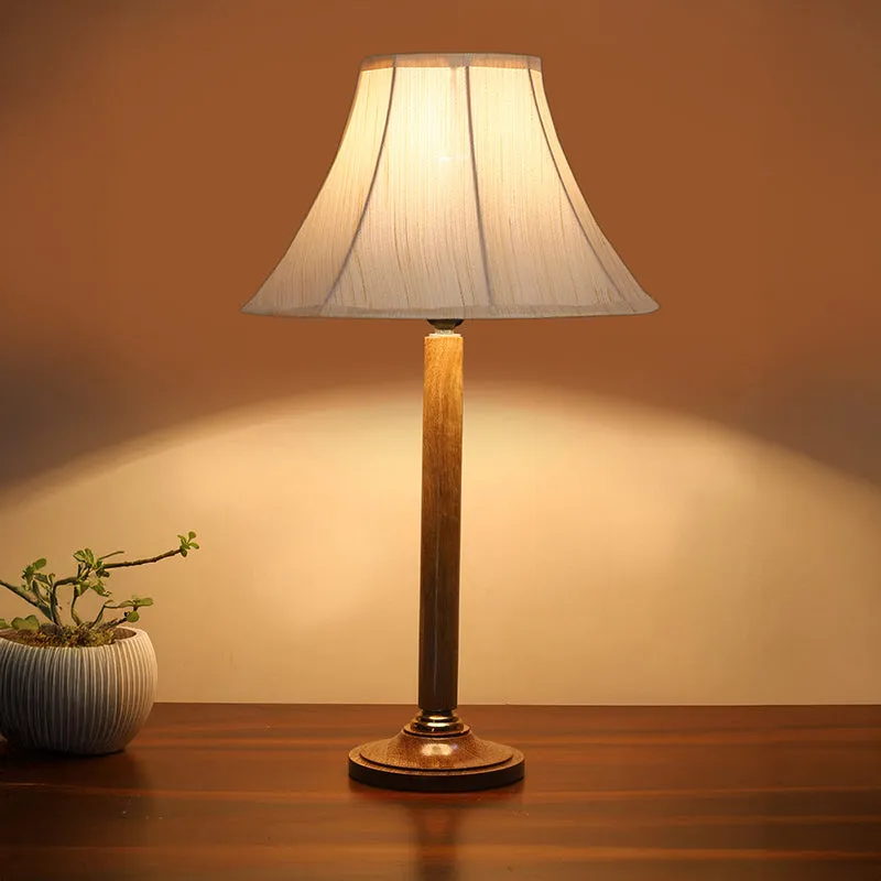 Craft Beam Table Lamp With Wooden Base - White,Brown media 2