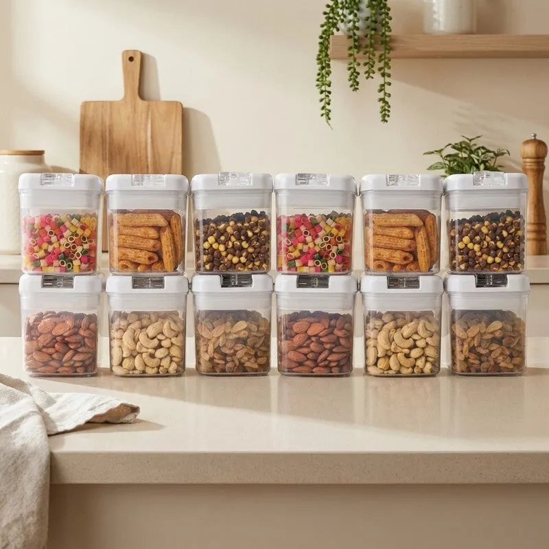 Snaplock Pure Pantry Air Tight Container (White/500 mL Each) - Set of Twelve media 1