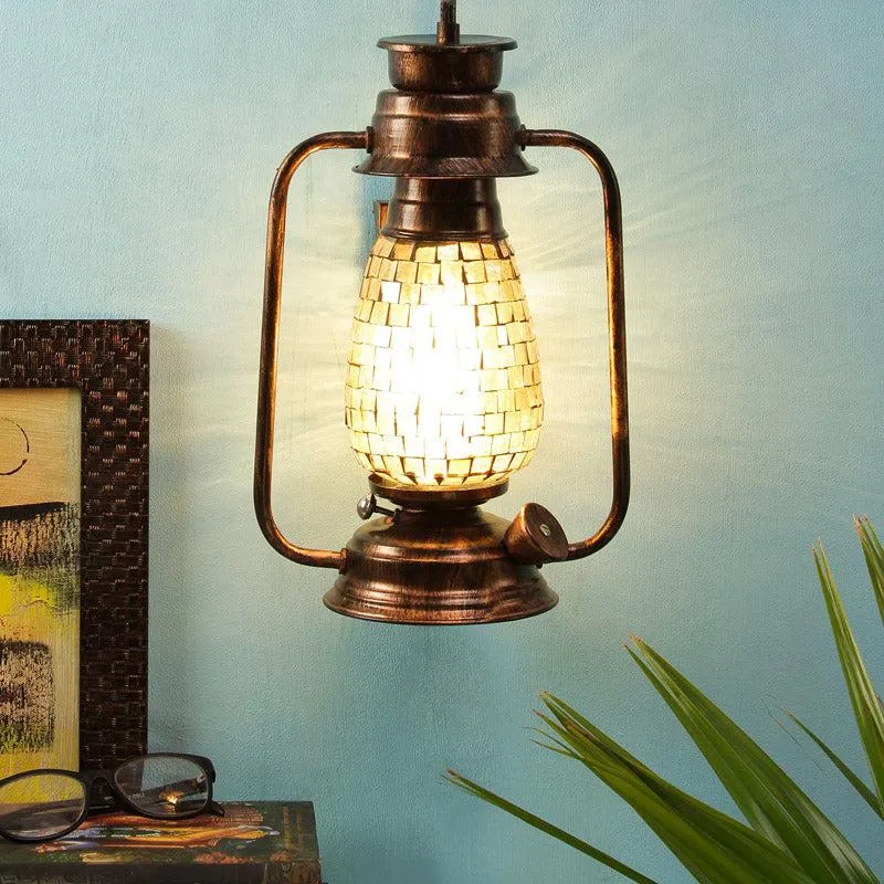 Avina Mosaic Lantern Iron Wall Lamp - Bronze media 1