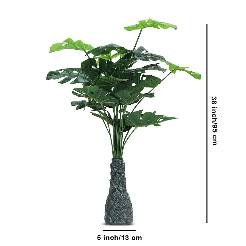 Infinita Artificial Monstera With Black Plastic Pot - 3 Feet media 5