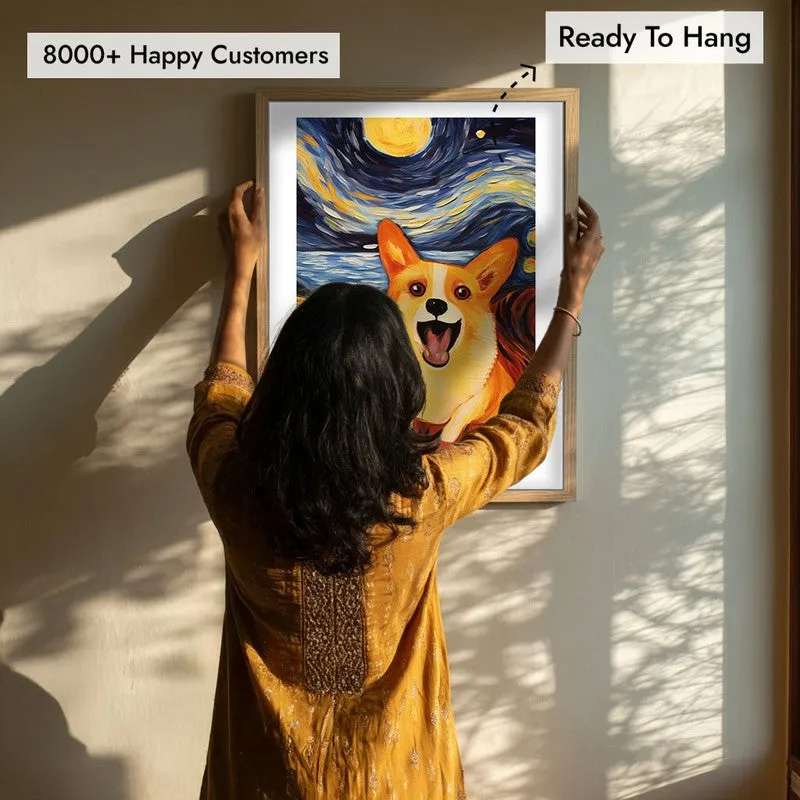 Dog's Scream Archival Canvas Wall Art - Natural Brown Frame media 7