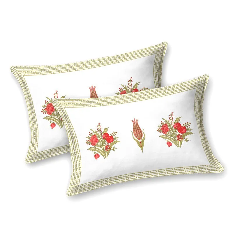 Ethnic Bloom Cotton Bedsheet (Red,White) - 120 TC media 3