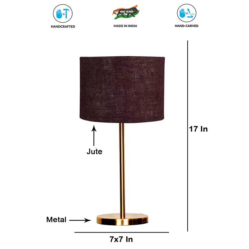 Loft Gleam Jute & Metal Table Lamp (Drum) - Brown,Gold media 4