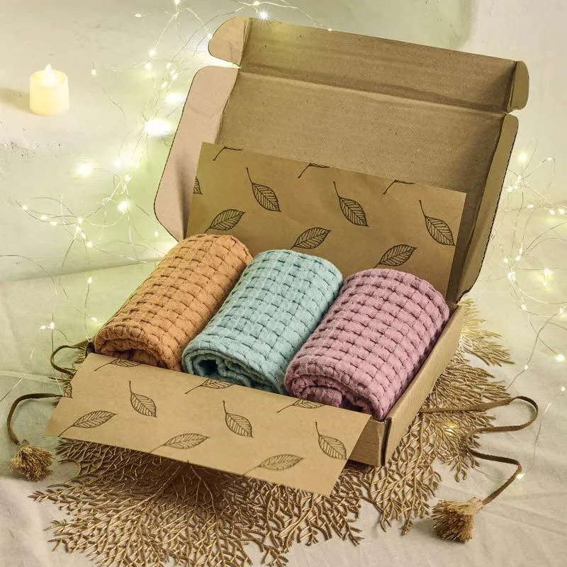 Candy Shimmer Towel Gifting Set (Orange, Blue & Purple) - Set Of Three media 1